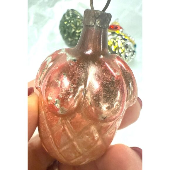 Vintage Mercury Glass Christmas Acorn Ornaments & Glass Cupcake & Tree - Picture 11 of 11